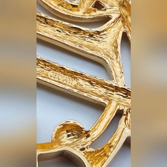 Christian Dior Vintage Gold Script Brooch Authentic - Picture 10 of 11